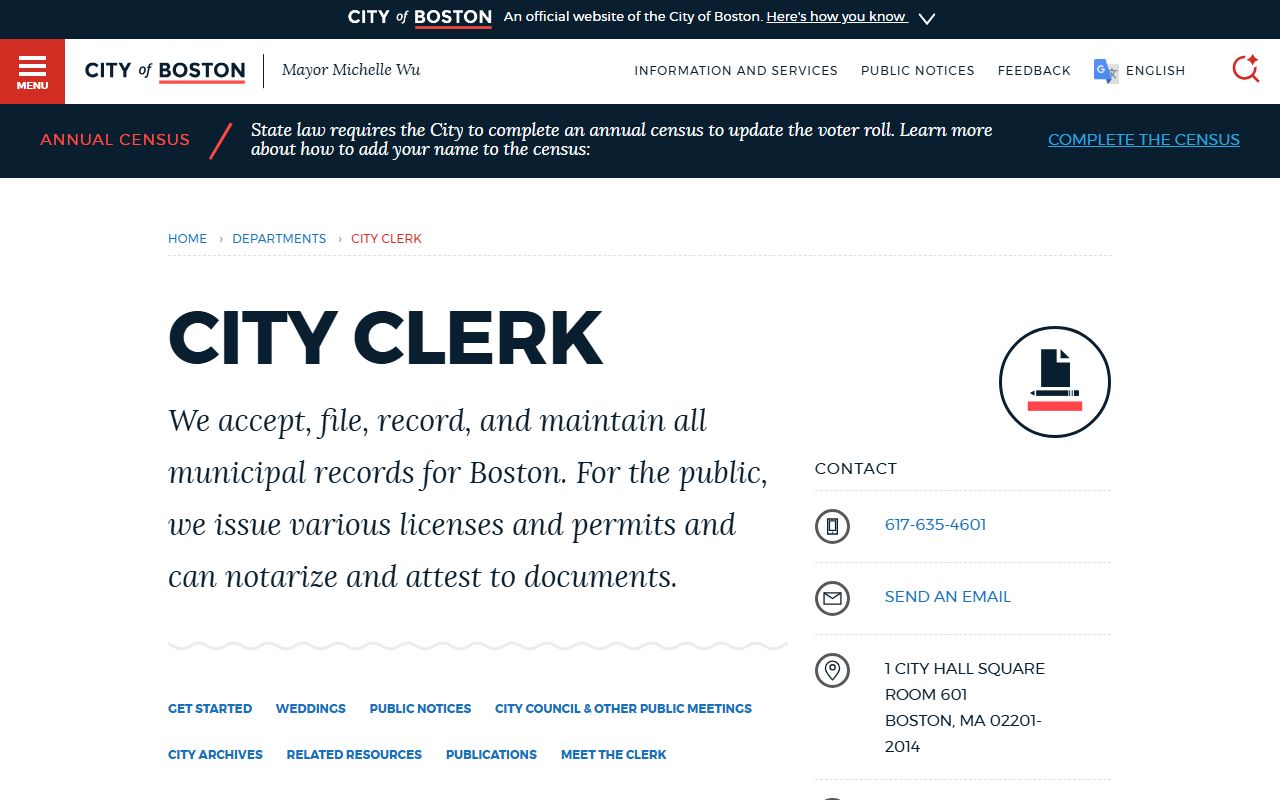 Boston people search city clerk records