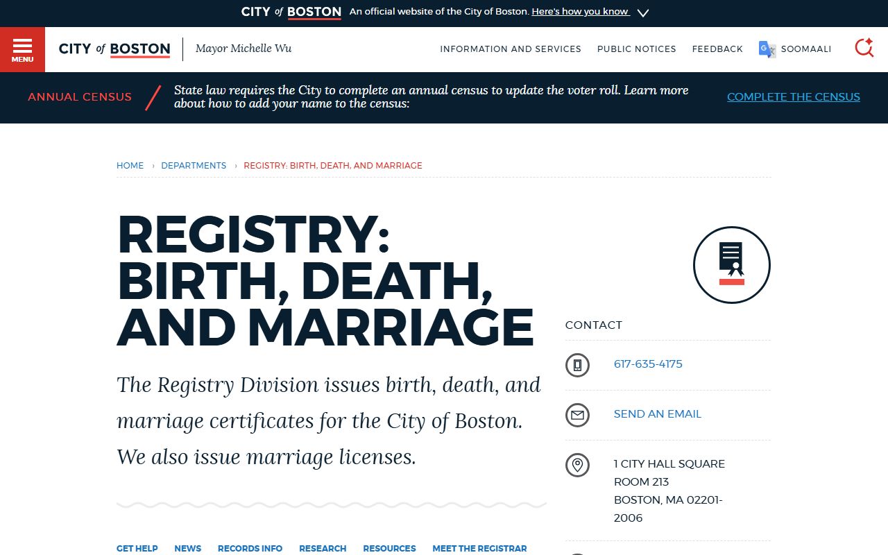 Boston people search registry division