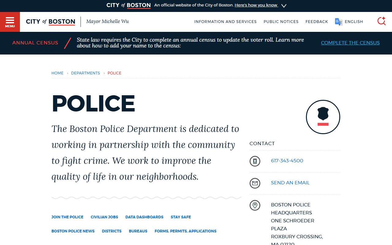 Boston people search police department records