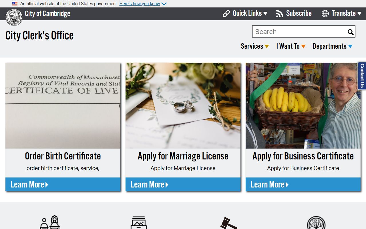 Cambridge people search city clerk office