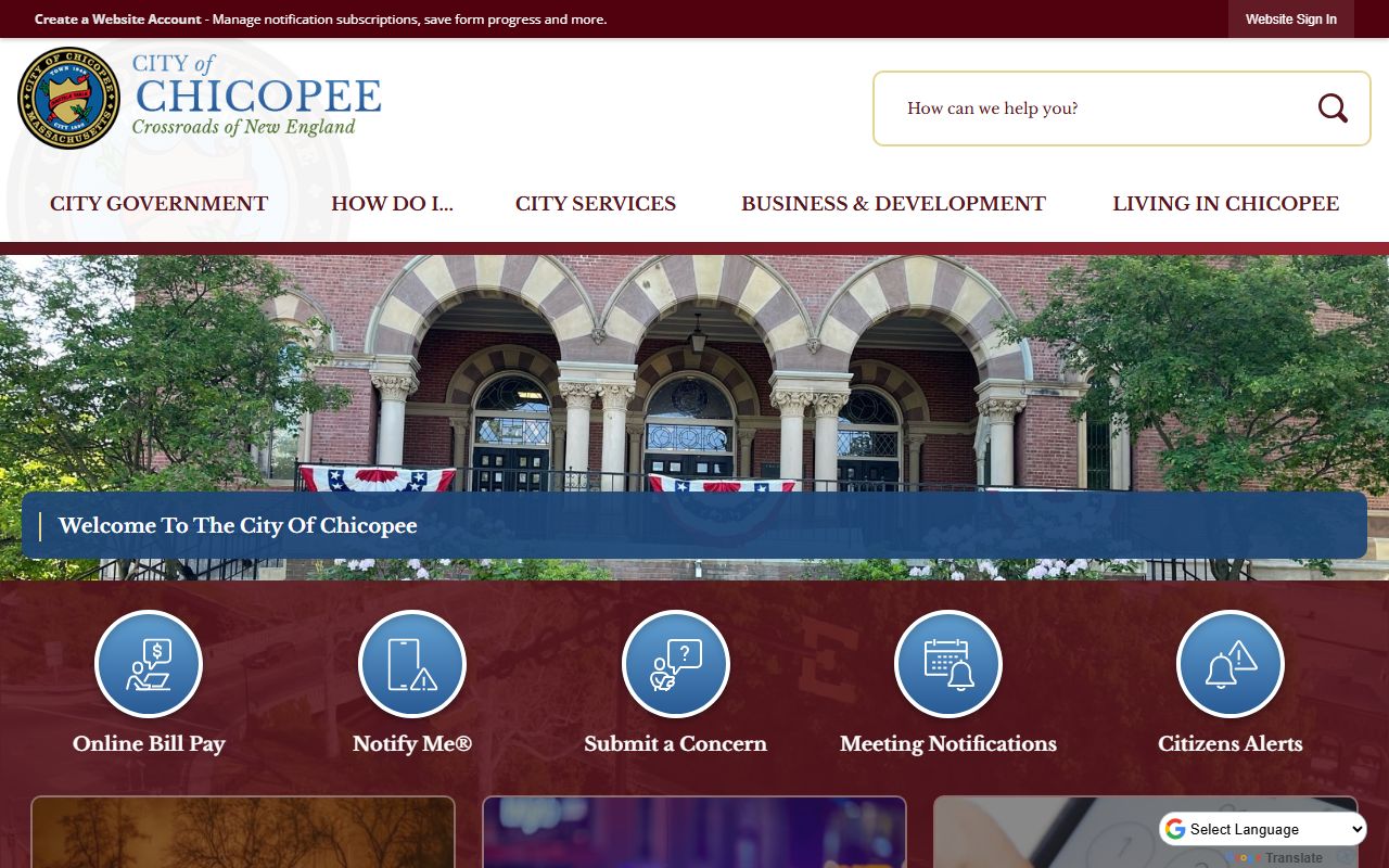 Chicopee people search municipal website