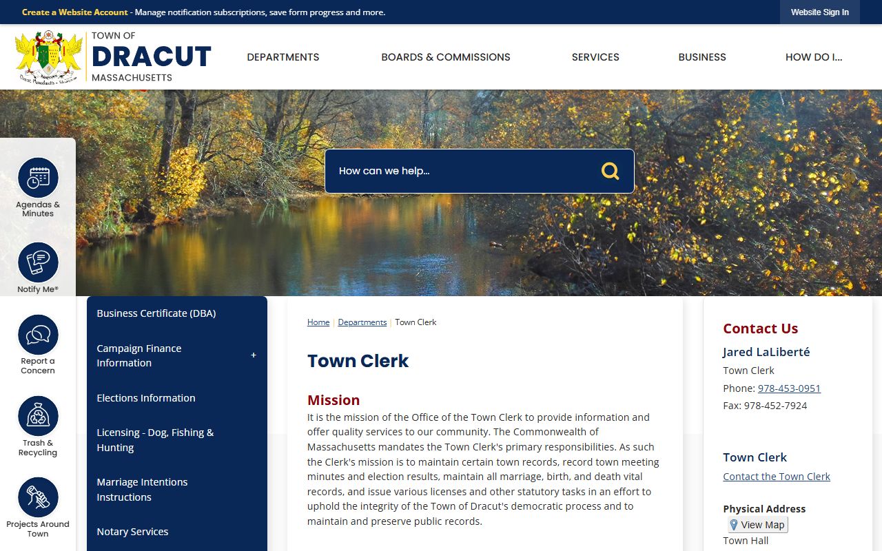 Dracut town clerk people search records