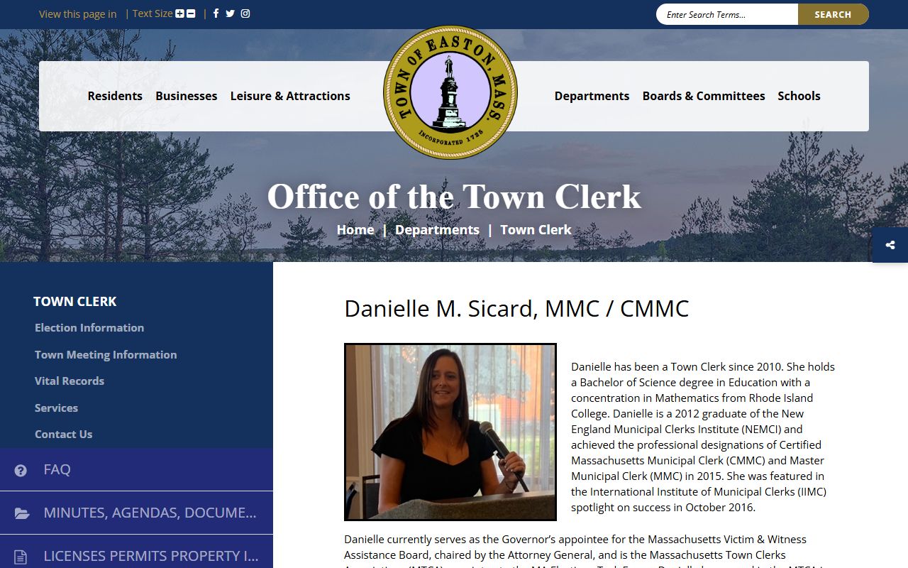 Easton people search town clerk records