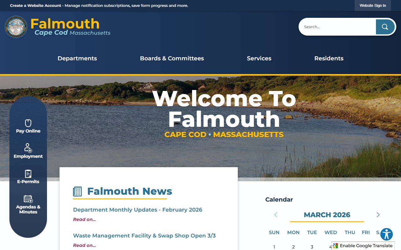 Falmouth people search town website
