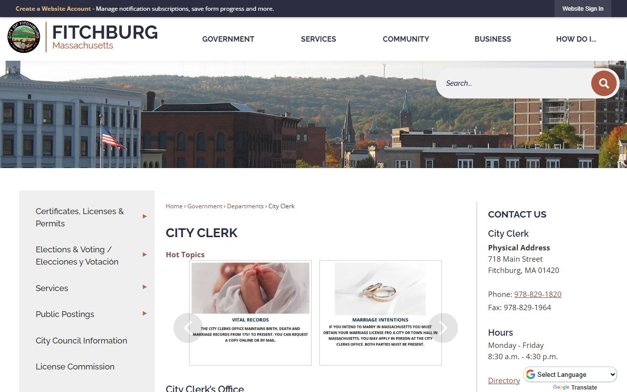 Fitchburg people search city clerk records