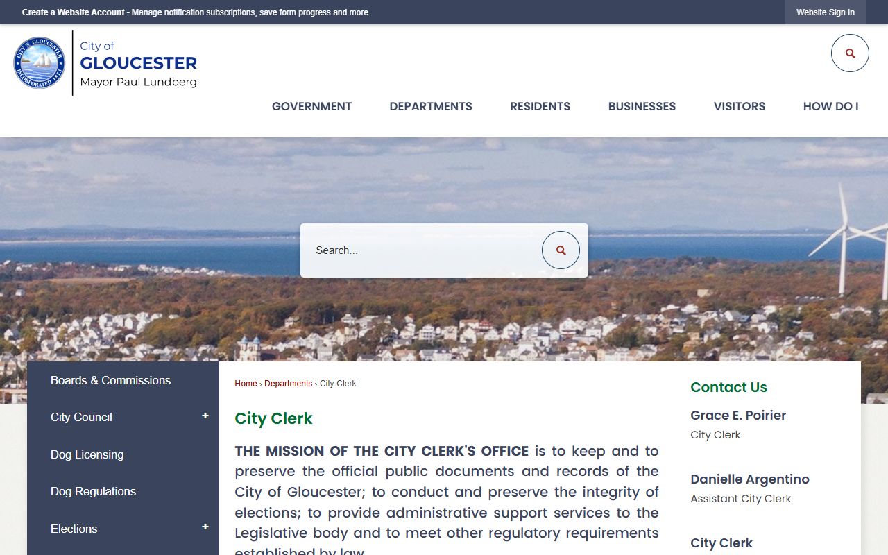 Gloucester people search city clerk page