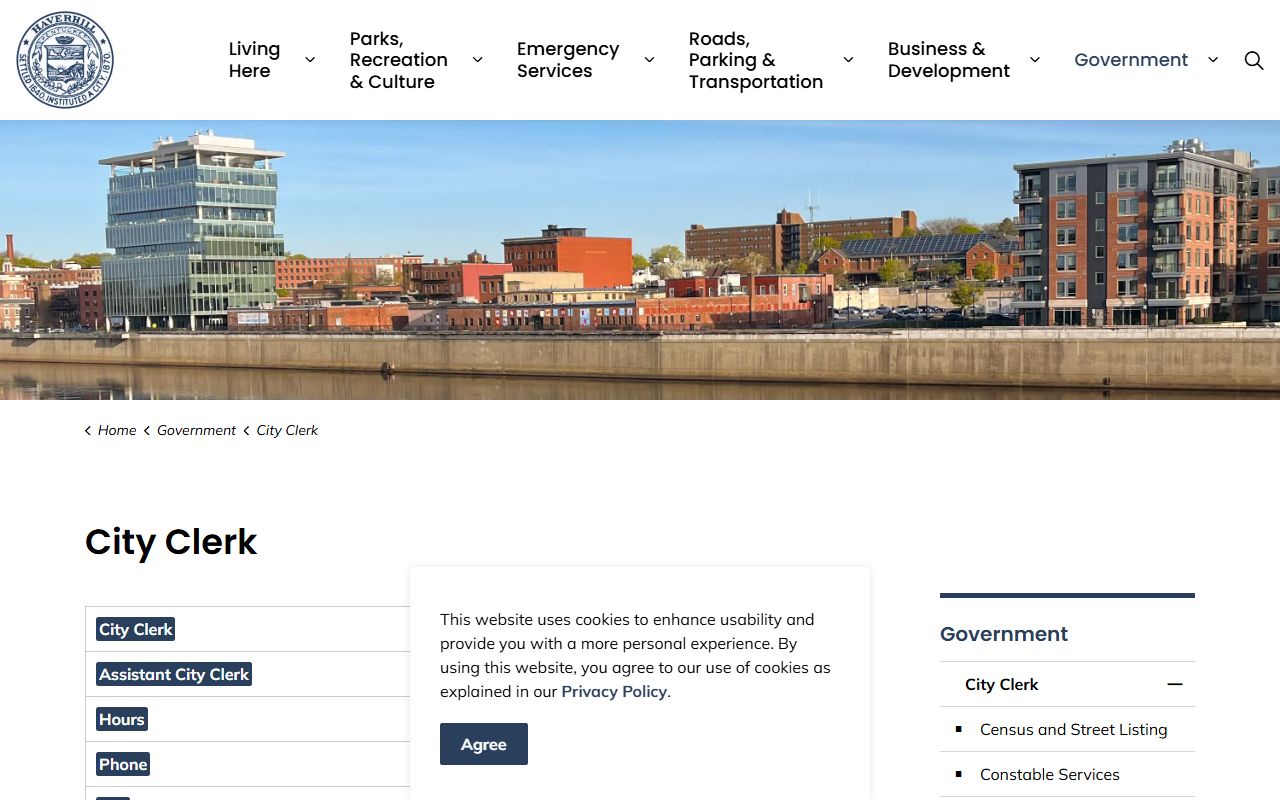 Haverhill people search city clerk page