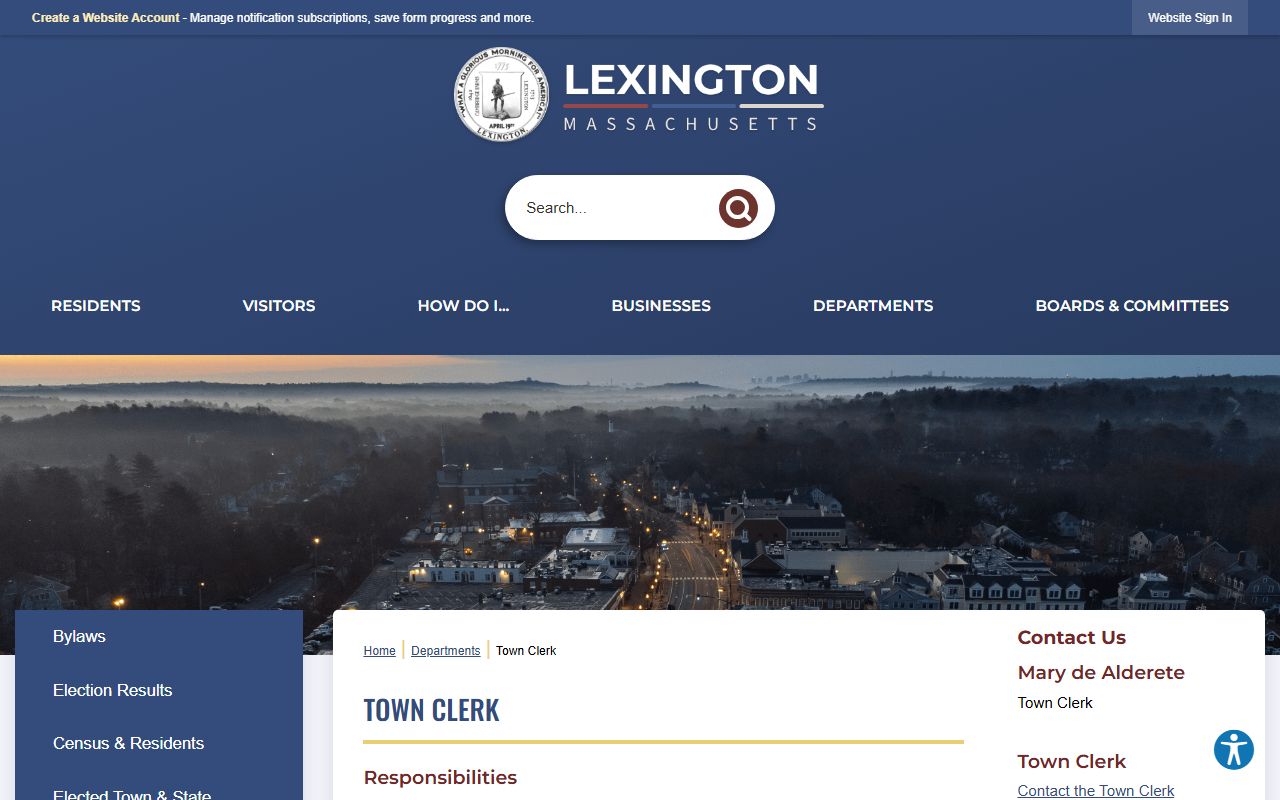 Lexington people search town clerk office