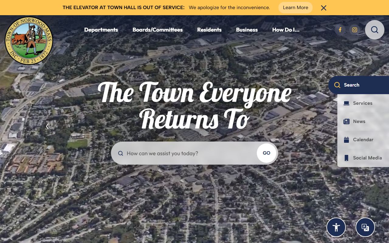 Norwood people search town website homepage