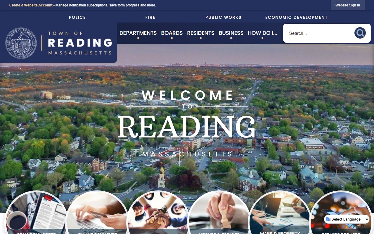 Reading Massachusetts people search town website