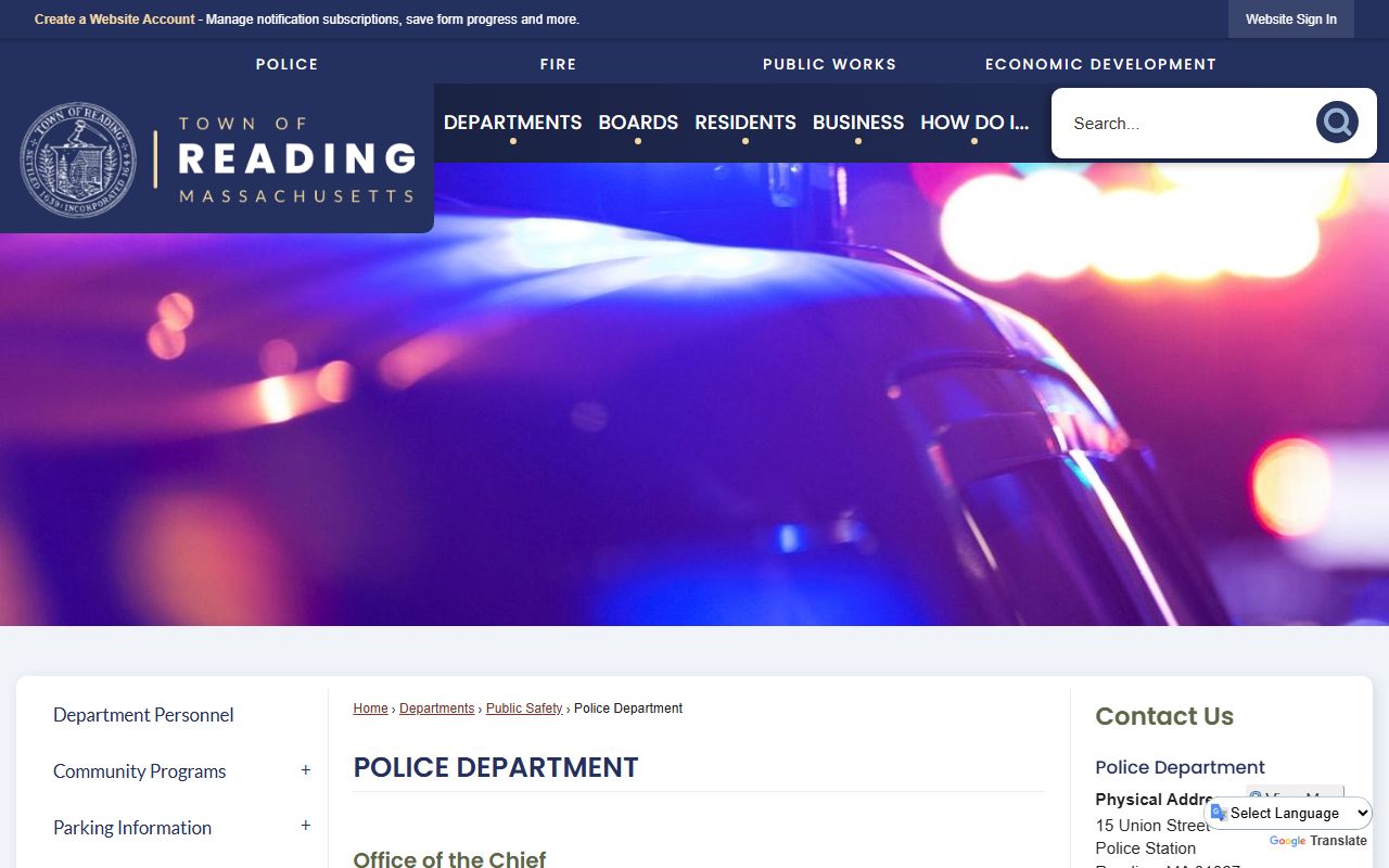Reading police department people search records