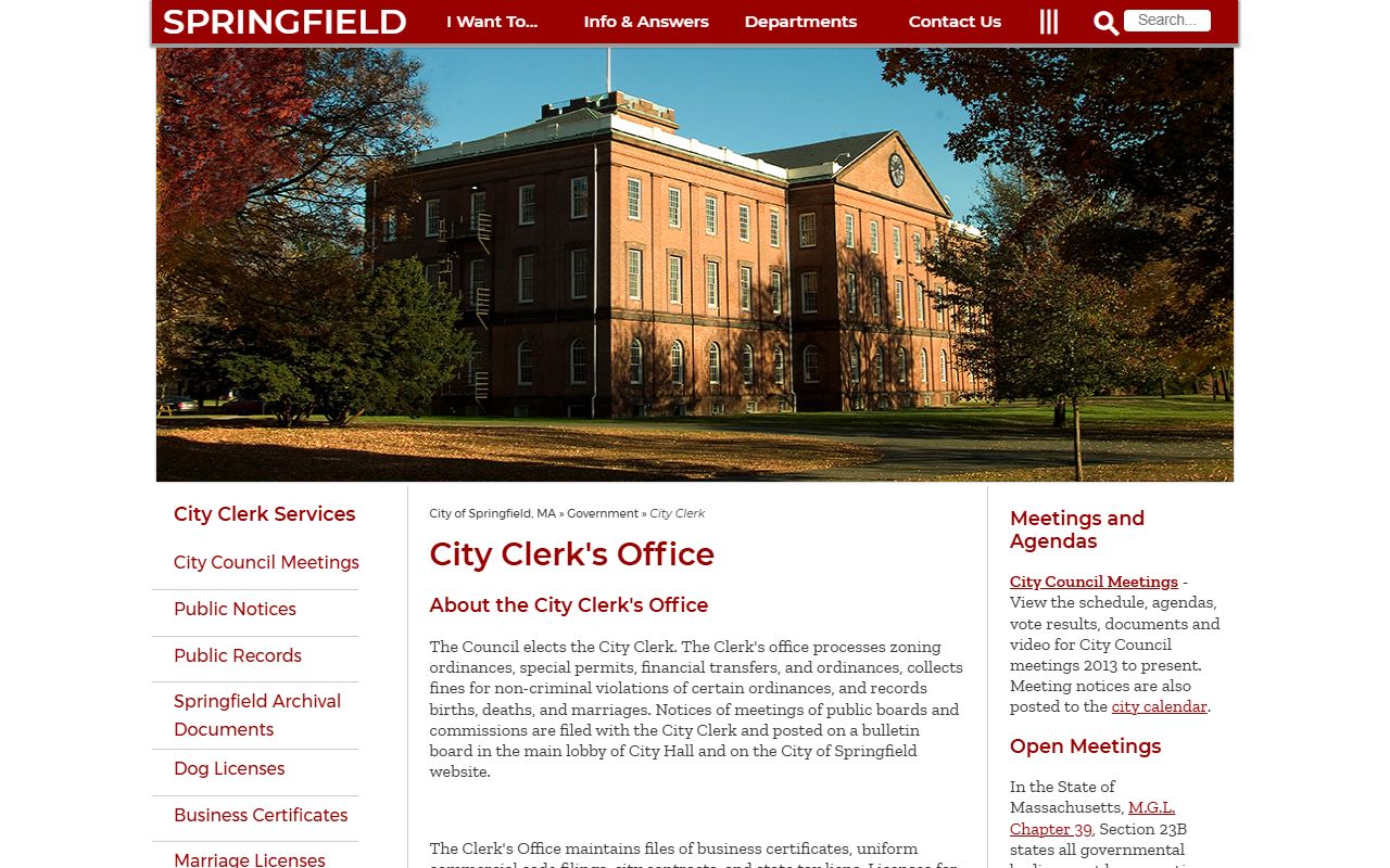 Springfield people search city clerk office