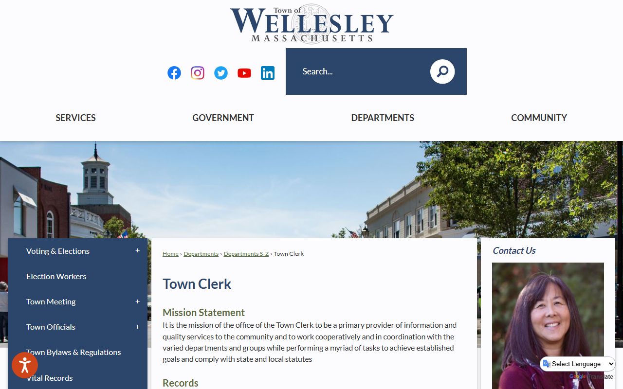 Wellesley people search town clerk office page