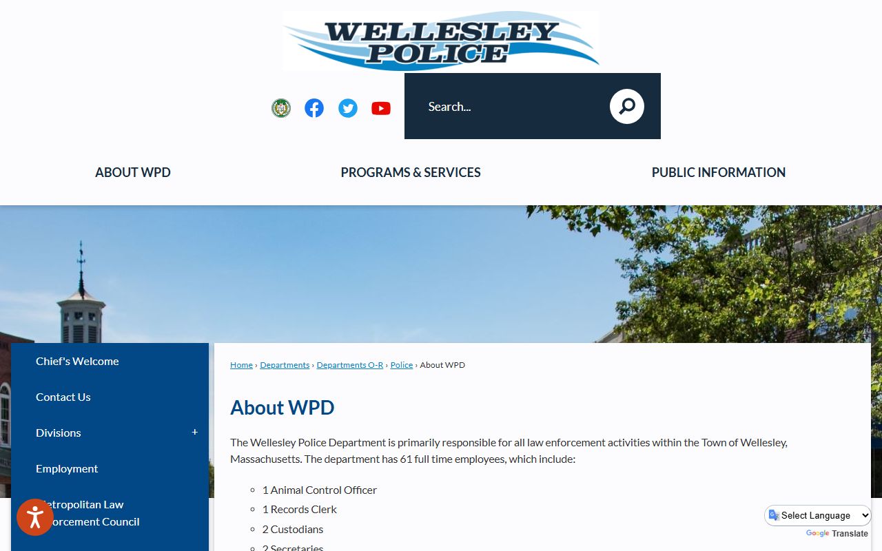 Wellesley people search police department page