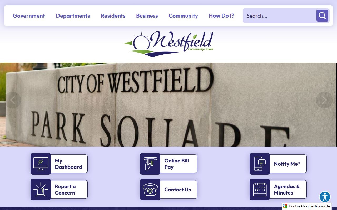Westfield people search municipal website