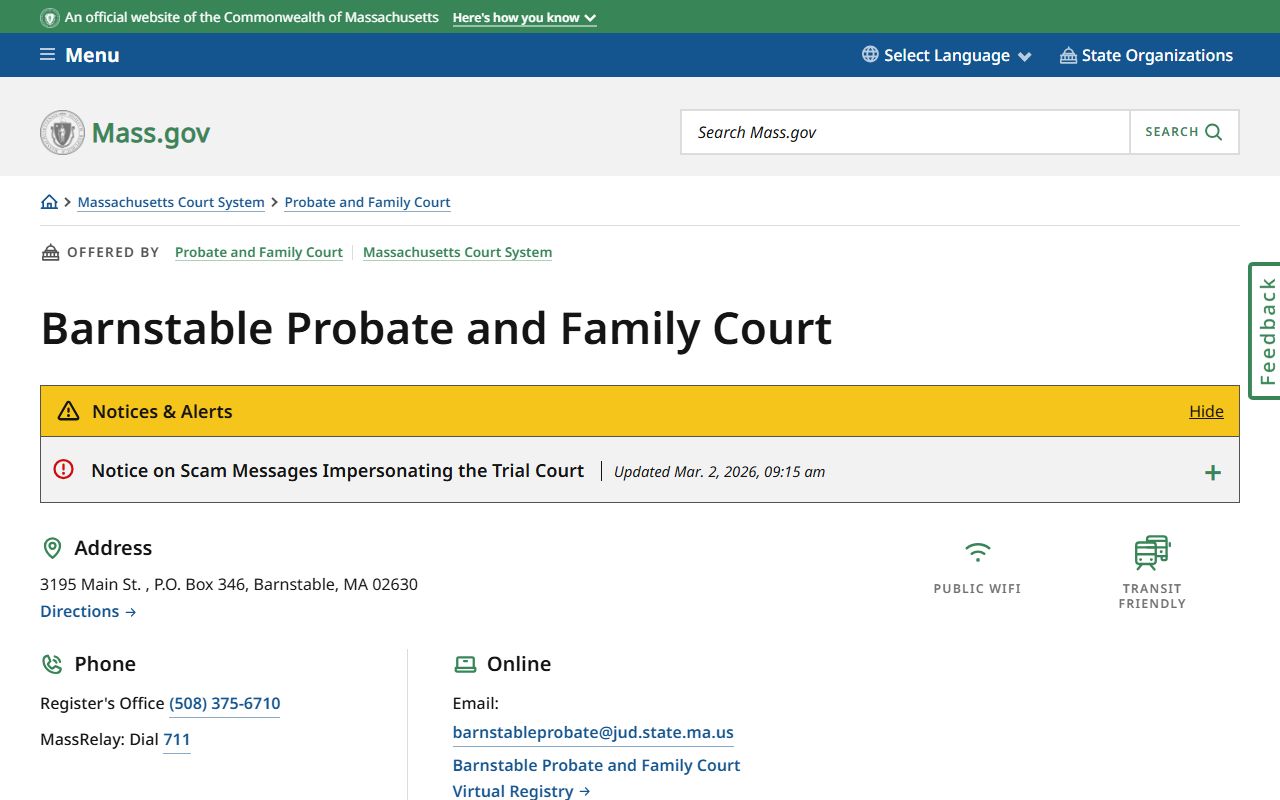 Barnstable County Probate and Family Court people search records