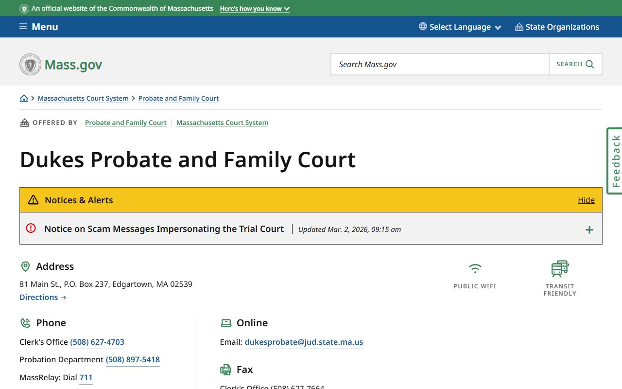 Dukes County Probate and Family Court people search records