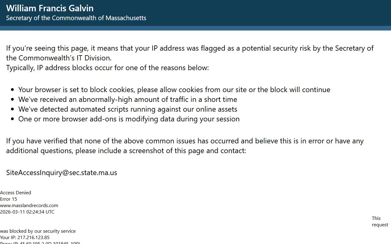 Middlesex County people search through registry of deeds property records