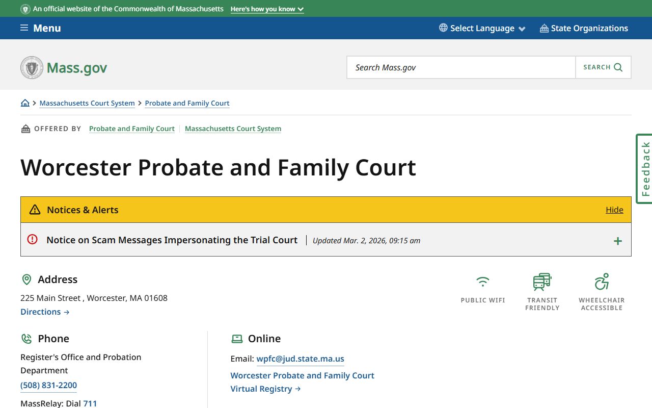 Worcester County people search at the Probate and Family Court